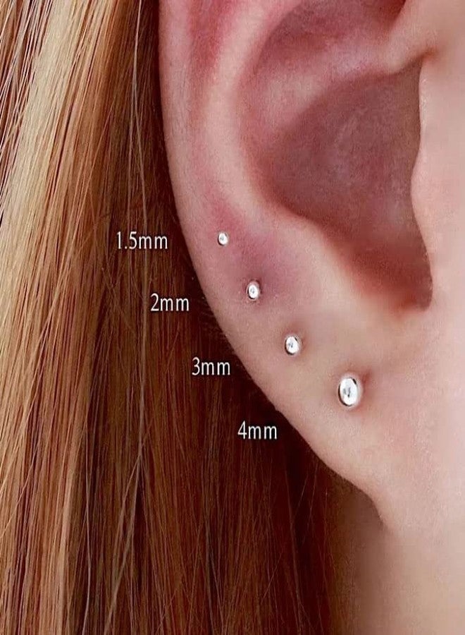 Renkovte Flat Screw Back Ball Stud Earrings for Women,Small 4mm Ball Earrings with Secure Flatback for Cartilage Helix Tragus Lobe Piercing for Girls Toddlers Hypoallergenic(4mm Ball,14K Gold Color) - Image 3